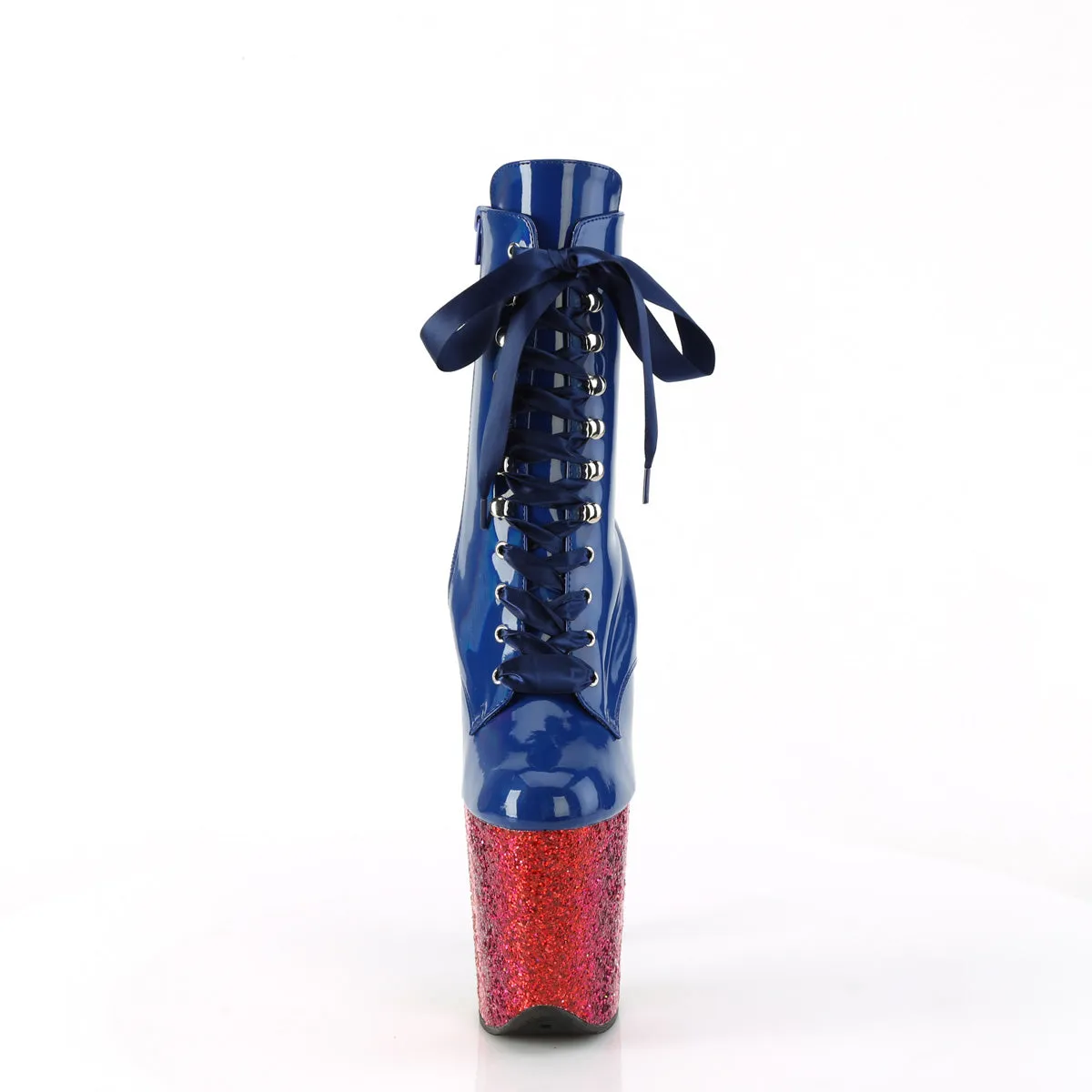 FLAMINGO-1020HG Royal Blue Pleaser Pole Dancing Ankle Boots Glitter Heels