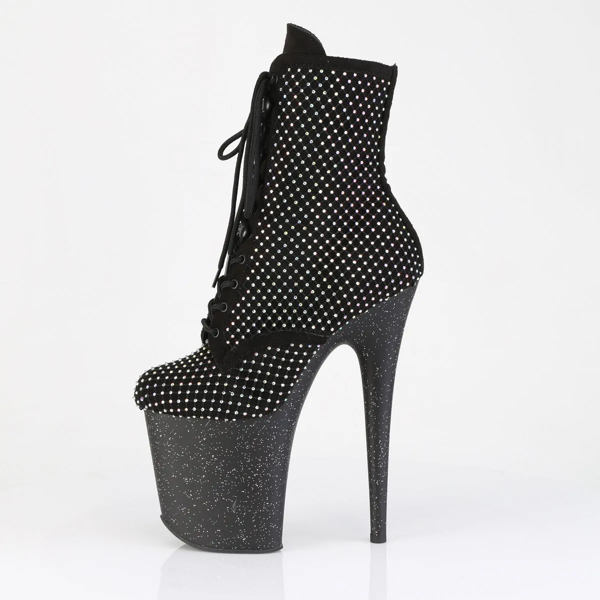 FLAMINGO-1020RM Pleaser Black Pole Dancing Bling Ankle Boots