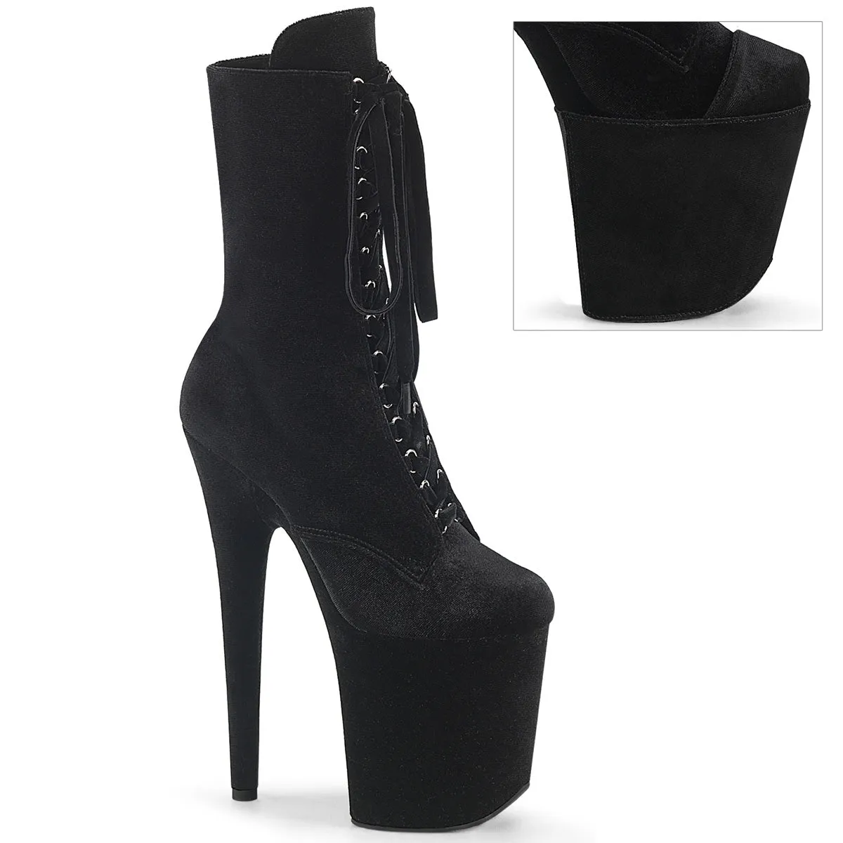 FLAMINGO-1045VEL Pleaser Black Velvet Sexy Platform Shoes (Pole Dancing Heels)
