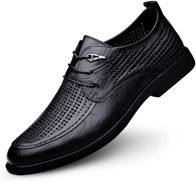 Formal Leather Shoes for Men Color Solid Business Fashion Summer Style Shoes Leather Men's Leisure Breathable Men's Leather Shoes Men's Dress Oxfords Breathable Mesh Shoes