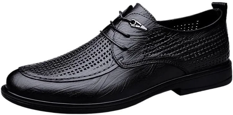 Formal Leather Shoes for Men Color Solid Business Fashion Summer Style Shoes Leather Men's Leisure Breathable Men's Leather Shoes Men's Dress Oxfords Breathable Mesh Shoes