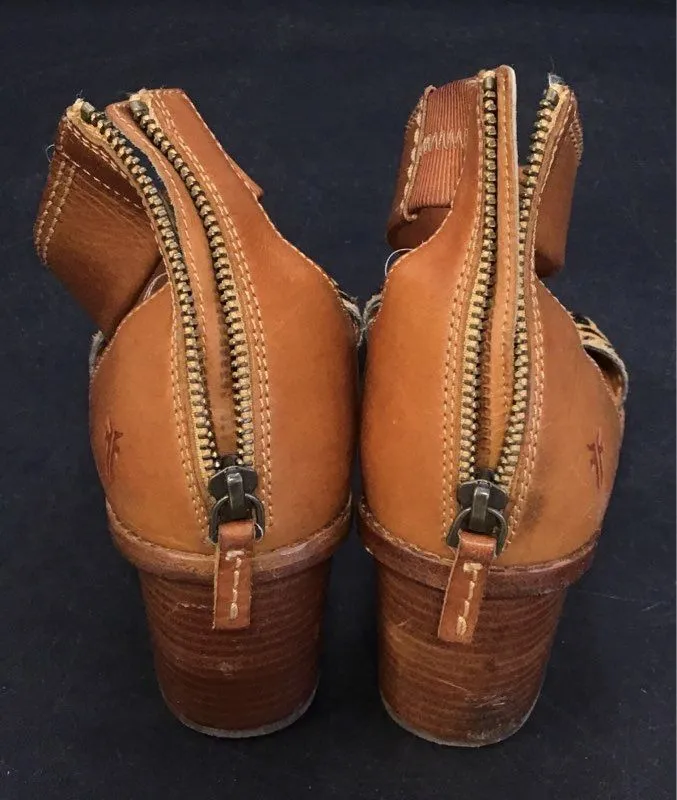 Frye Women's Brown Black Ankle Strap Sandals - Size 8.5M