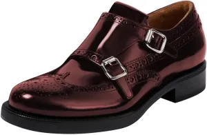 FSJ Women's Oxfords Round Toe Monk Strap Double Buckle Chunky Low Heel Pumps Comfortable Wingtip Formal Office Business Loafers Shoes Size 4-16 US