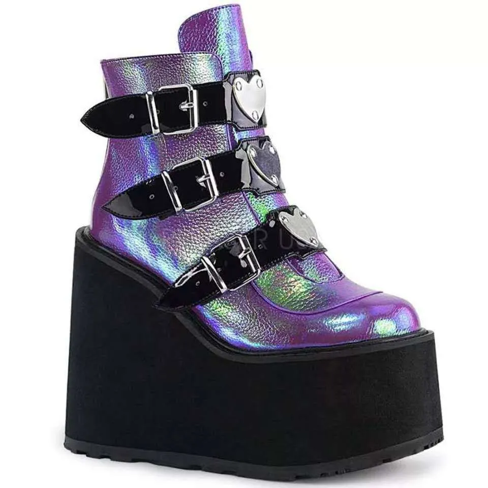 Funki Buys | Boots | Women's Gothic Platform Ankle Wedge Boot