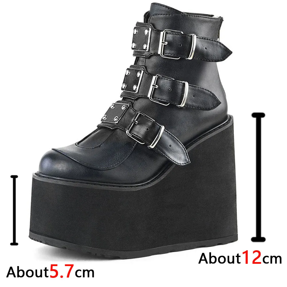 Funki Buys | Boots | Women's Gothic Platform Ankle Wedge Boot