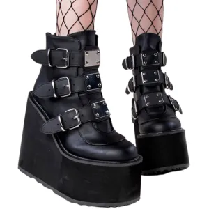 Funki Buys | Boots | Women's Gothic Platform Ankle Wedge Boot