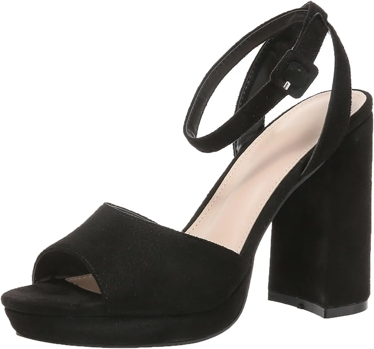 Generic Women's Heeled Sandals Block Chunky High Heels Open Toe Ankle Strap Dress Sandals Suede Platforms Wedges Pumps Shoes