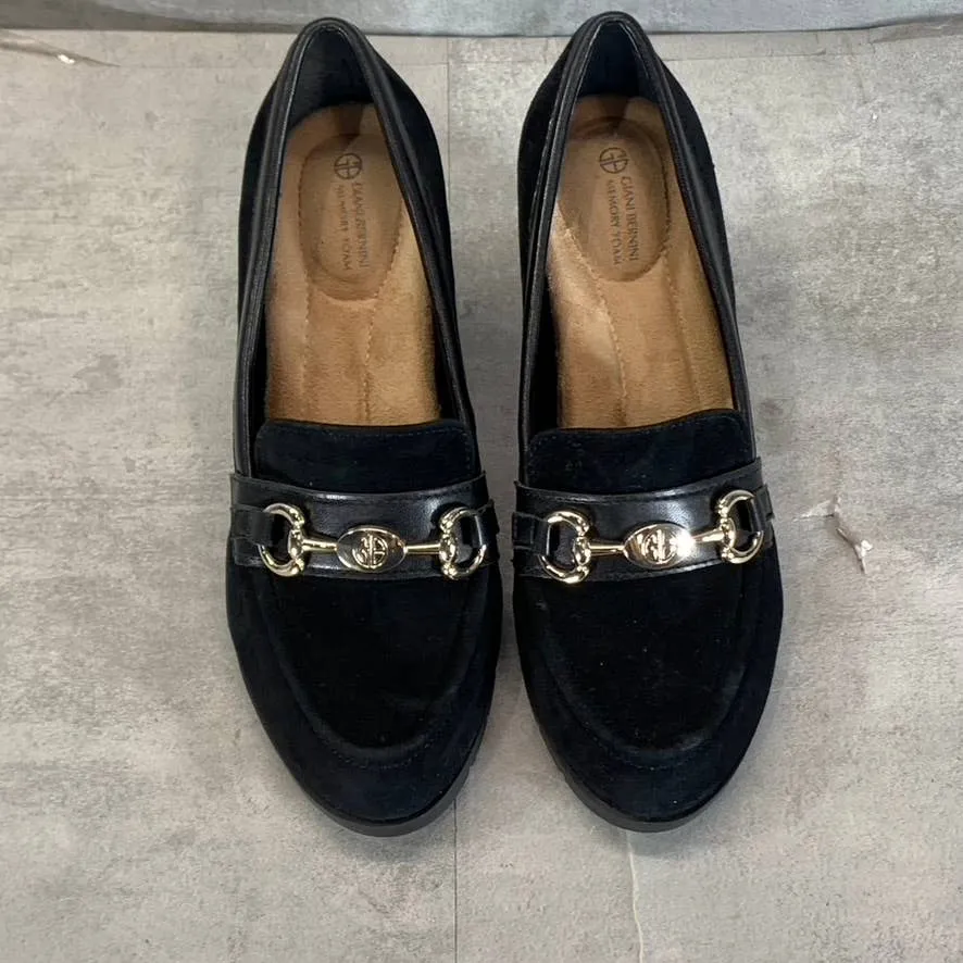 GIANI BERNINI Women's Black Suede Porshaa Round-Toe Loafer Dress Pumps SZ 6.5