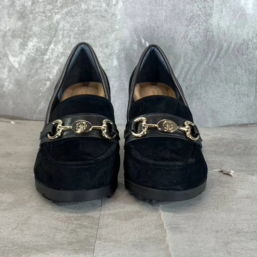 GIANI BERNINI Women's Black Suede Porshaa Round-Toe Loafer Dress Pumps SZ 6.5