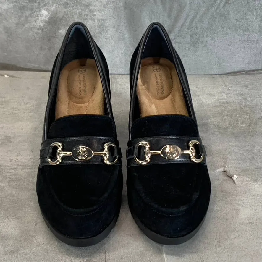 GIANI BERNINI Women's Black Suede Porshaa Round-Toe Loafer Dress Pumps SZ 6.5