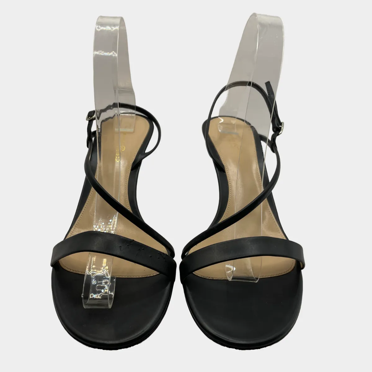 Gianvitto Rossi women's black leather strappy kitten heel sandals