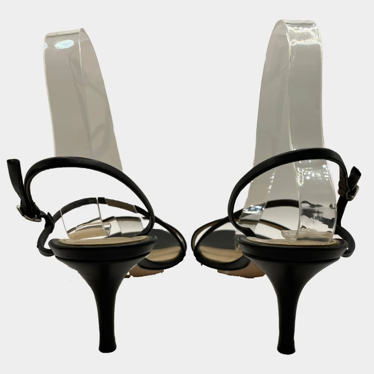 Gianvitto Rossi women's black leather strappy kitten heel sandals