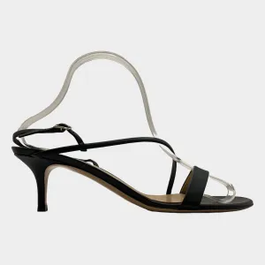Gianvitto Rossi women's black leather strappy kitten heel sandals