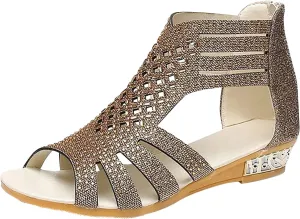 Gibobby Espadrilles Sandals for Women Flat,Wedges Sandals Platform Casual Summer Middle Heels Open Toe Sandals