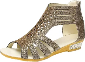 Gibobby Espadrilles Sandals for Women Flat,Wedges Sandals Platform Casual Summer Middle Heels Open Toe Sandals