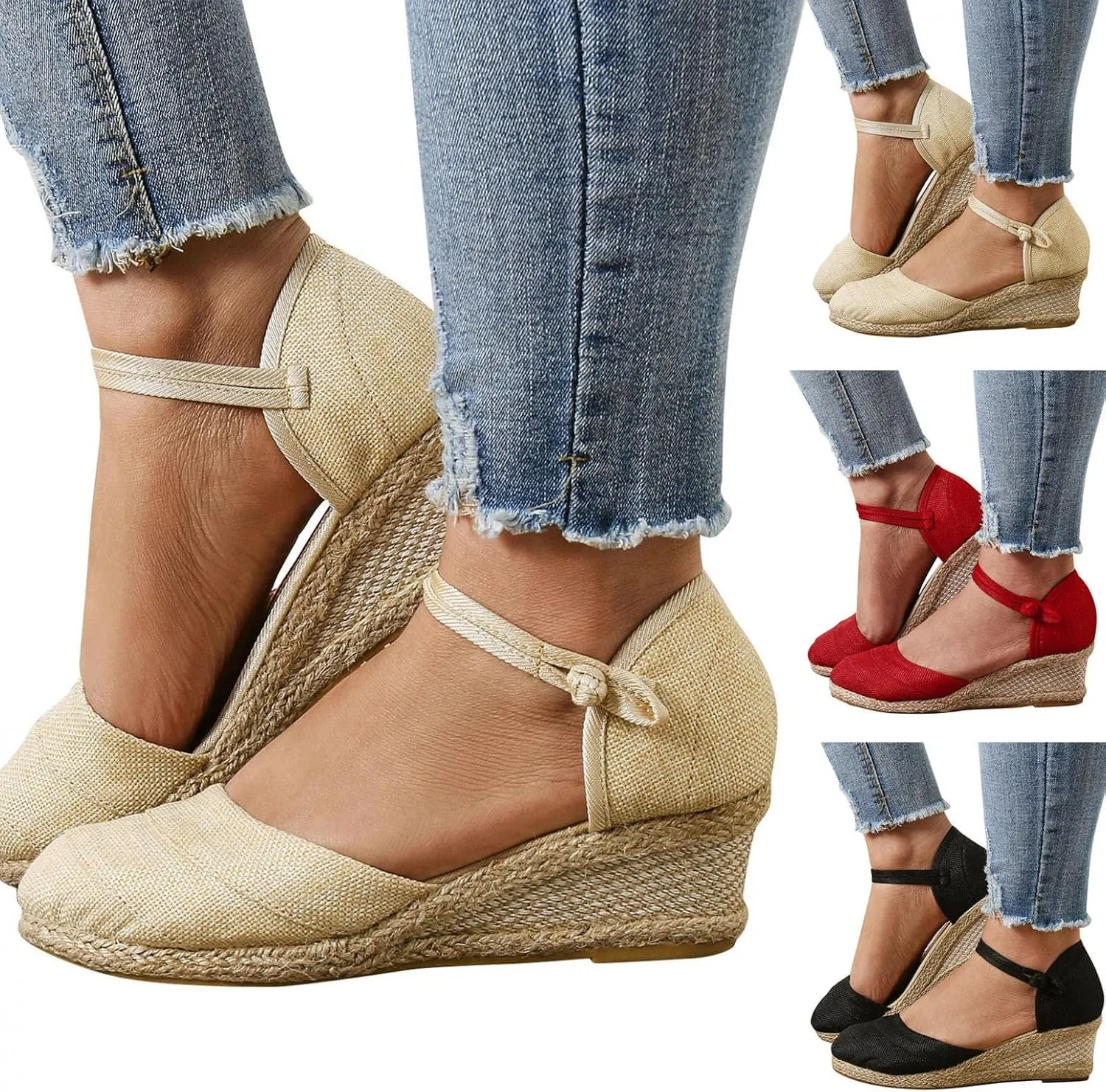 Gibobby Sandals for Women Platform,Womens Casual Round Toe Breathable Wedges Bowknot Hollow Out Walking Beach Shoes