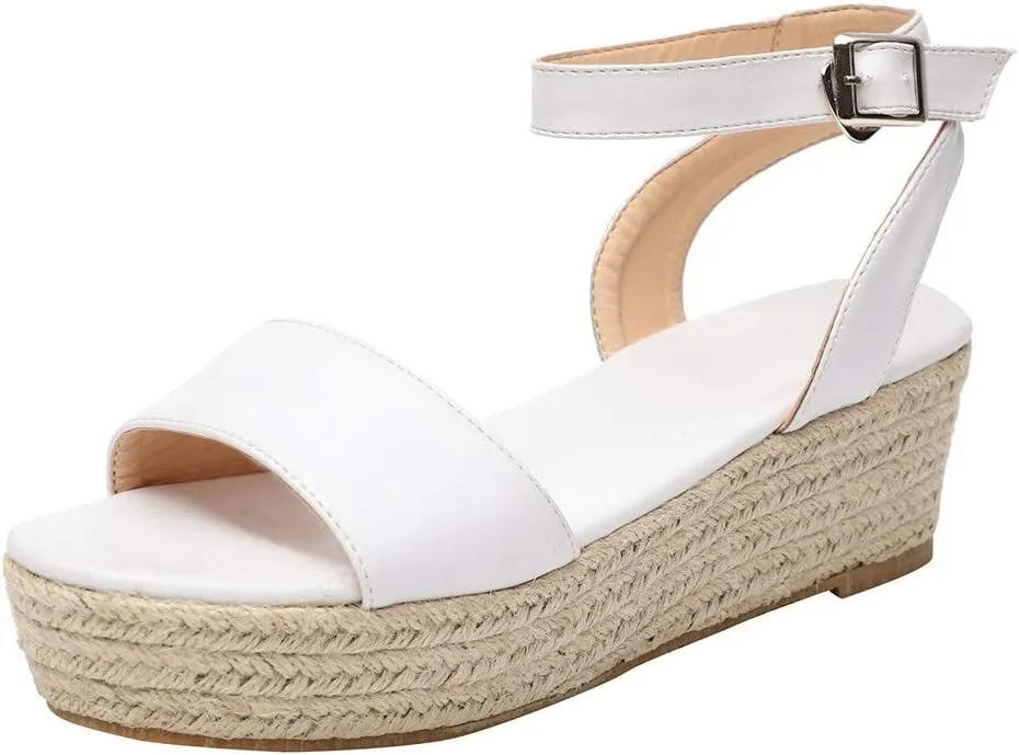 Gibobby Sandals for Women Wide Width,Women's Platform Sandals Casual Summer Flatform Ankle Buckle Strap Open Toe Sandals
