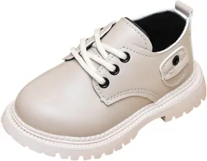 Girls Boys Boots Combat Ankle Boots Short Booties Church Dress Shoes Lace up Faux-Leather School Uniform Loafers