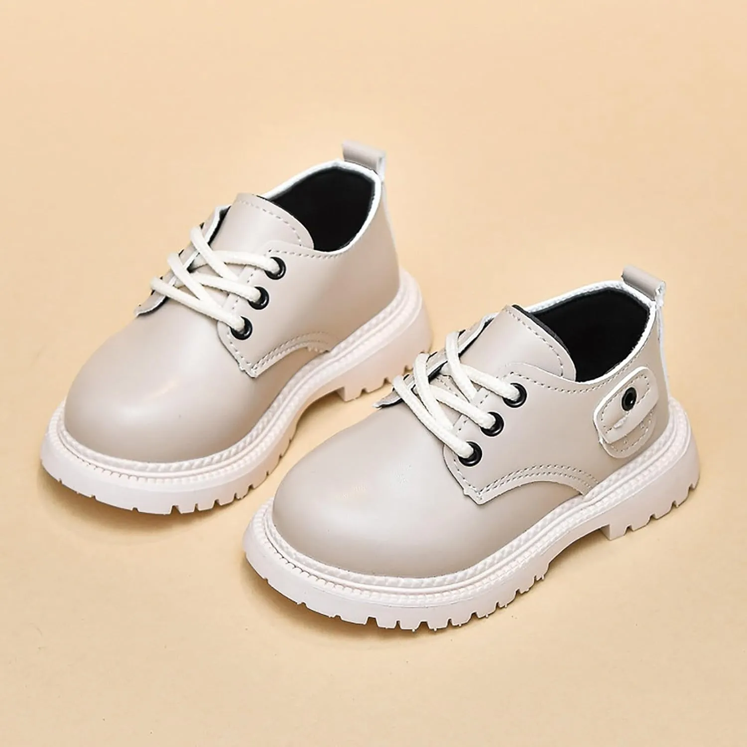 Girls Boys Boots Combat Ankle Boots Short Booties Church Dress Shoes Lace up Faux-Leather School Uniform Loafers