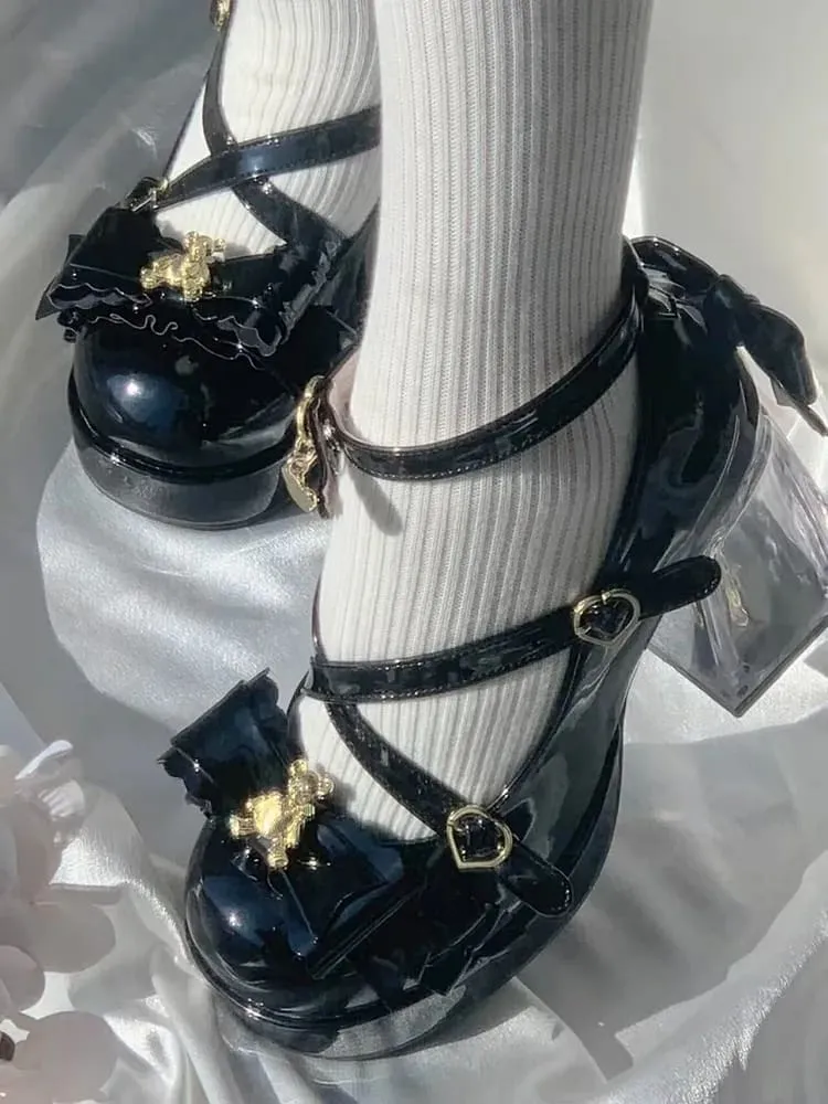 Golden Teddy High Heel Mary Janes