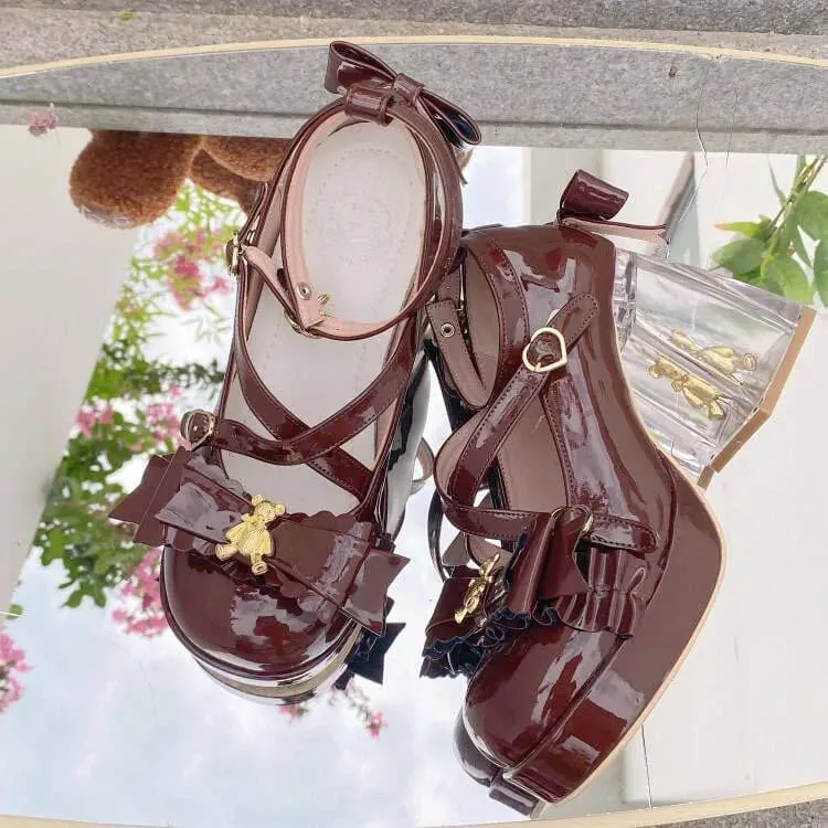 Golden Teddy High Heel Mary Janes