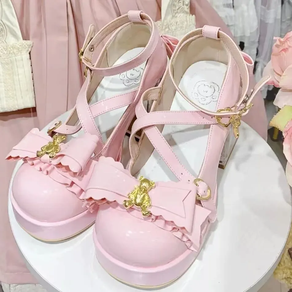 Golden Teddy High Heel Mary Janes