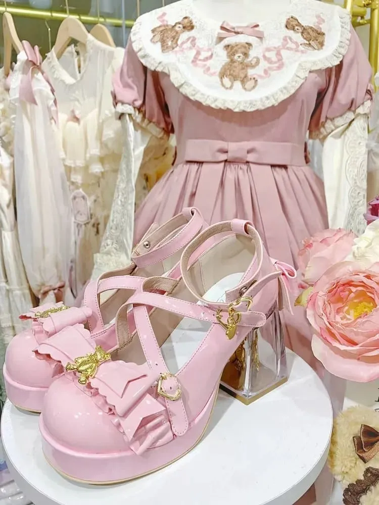 Golden Teddy High Heel Mary Janes