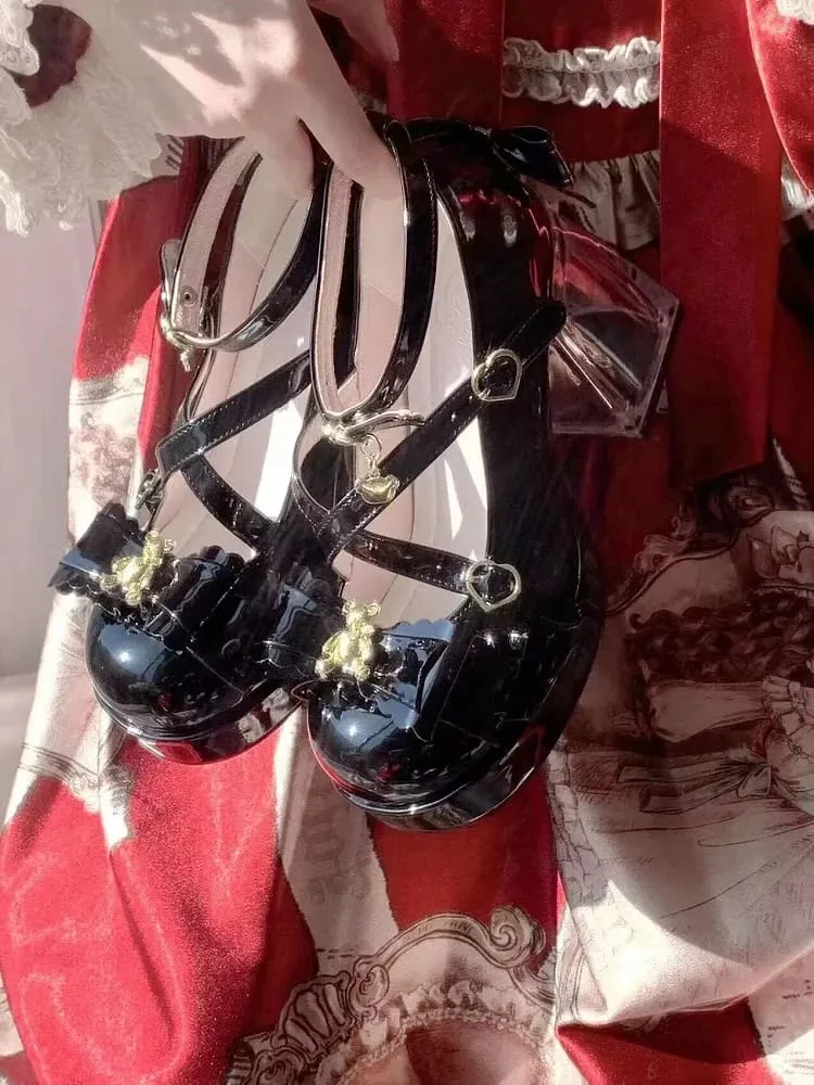 Golden Teddy High Heel Mary Janes
