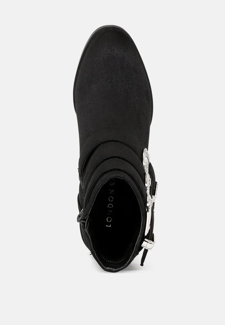 goth big buckle ankle boots