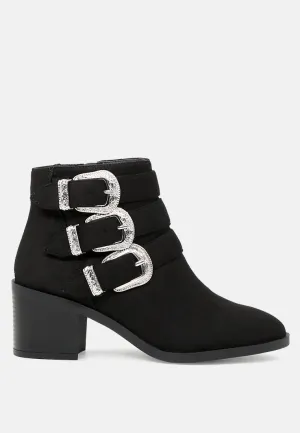 goth big buckle ankle boots