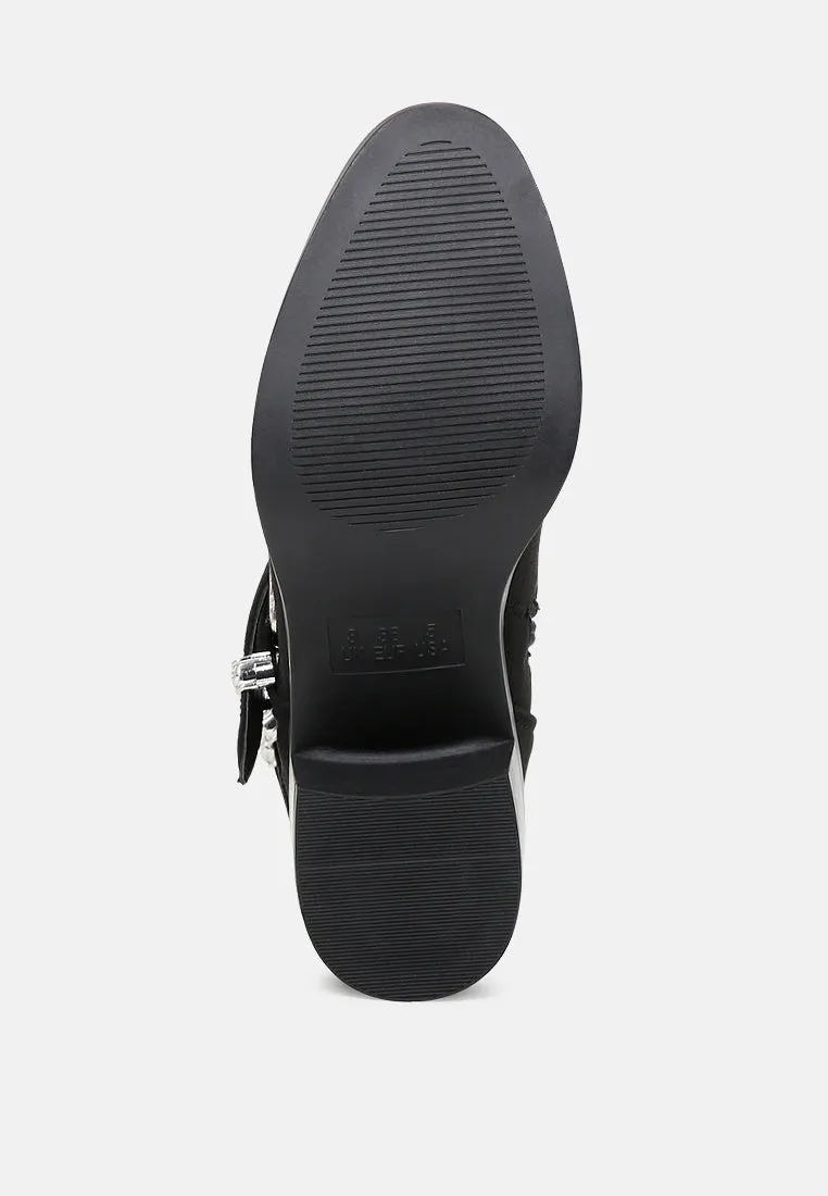 goth big buckle ankle boots