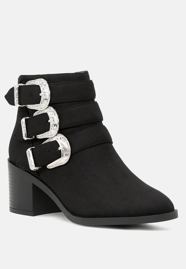 goth big buckle ankle boots