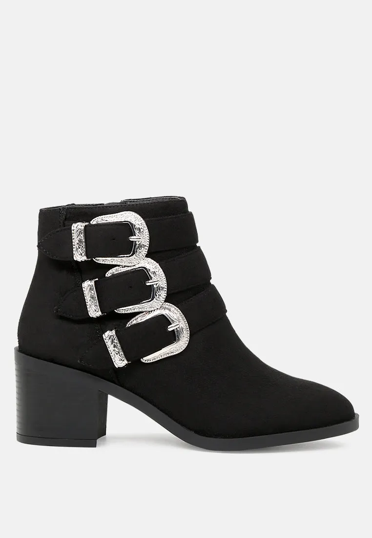 goth big buckle ankle boots