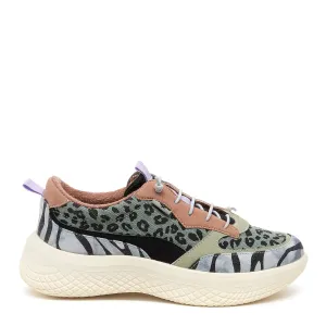 Gravel Leopard/Zebra Print Slip-On Trainers