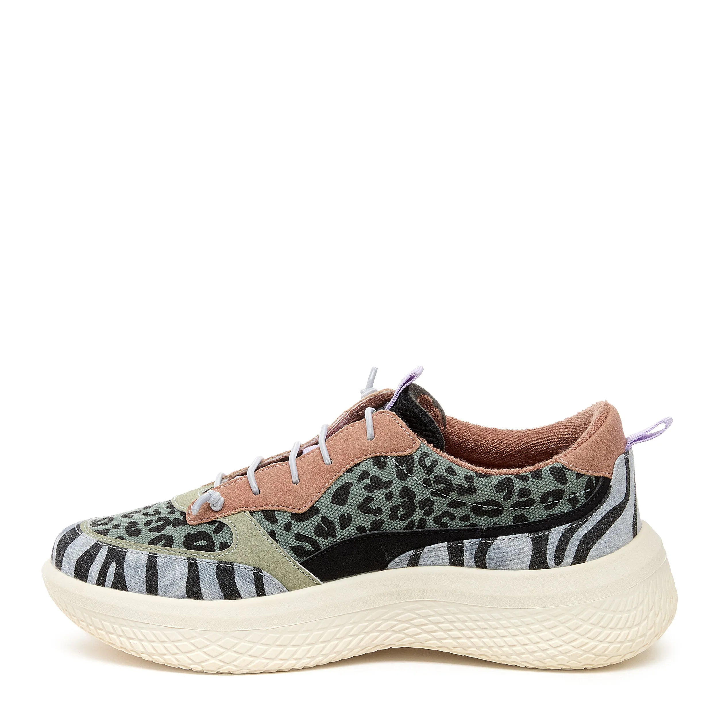 Gravel Leopard/Zebra Print Slip-On Trainers