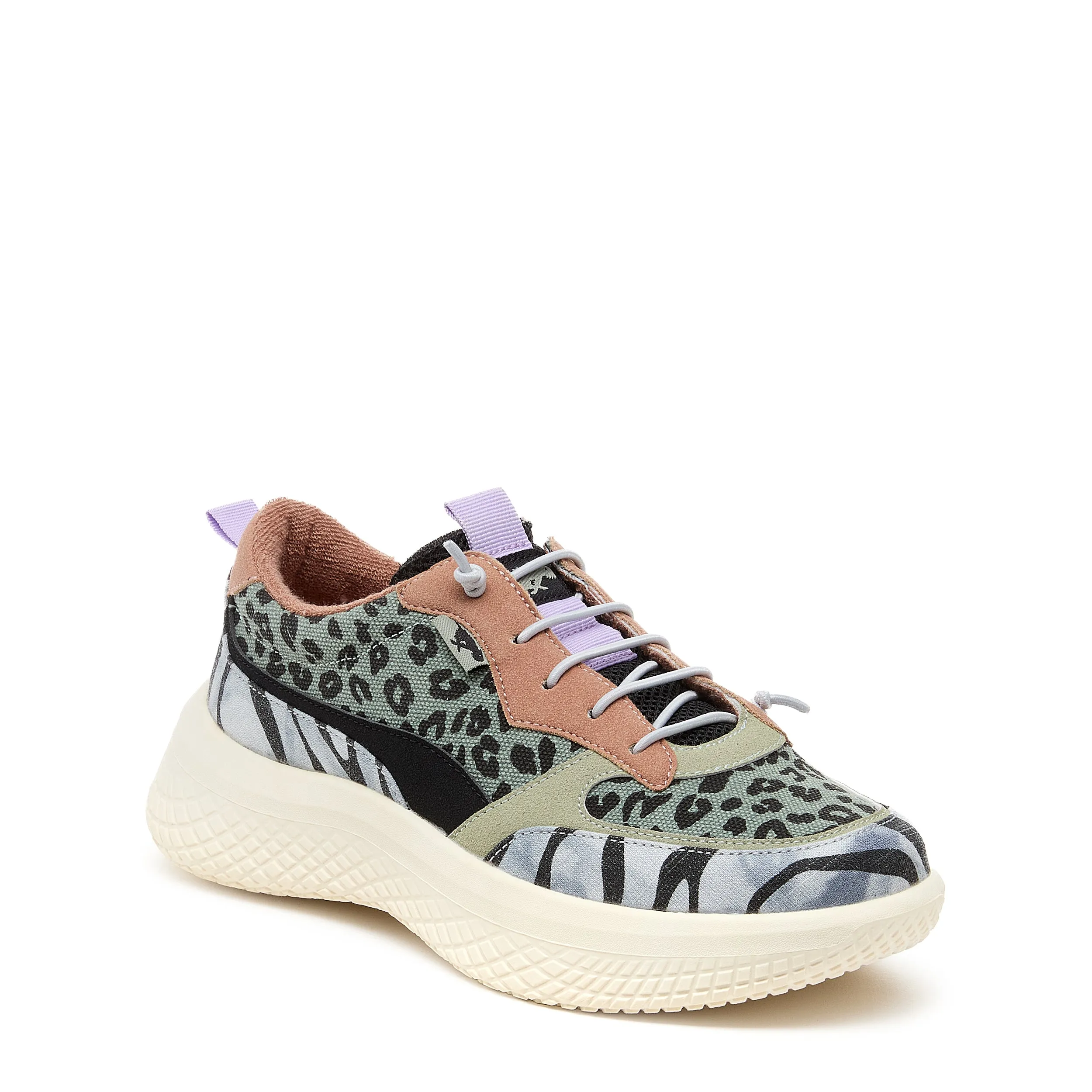 Gravel Leopard/Zebra Print Slip-On Trainers