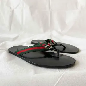 Gucci Web-print flip-flops, Size 10.5 (Men)