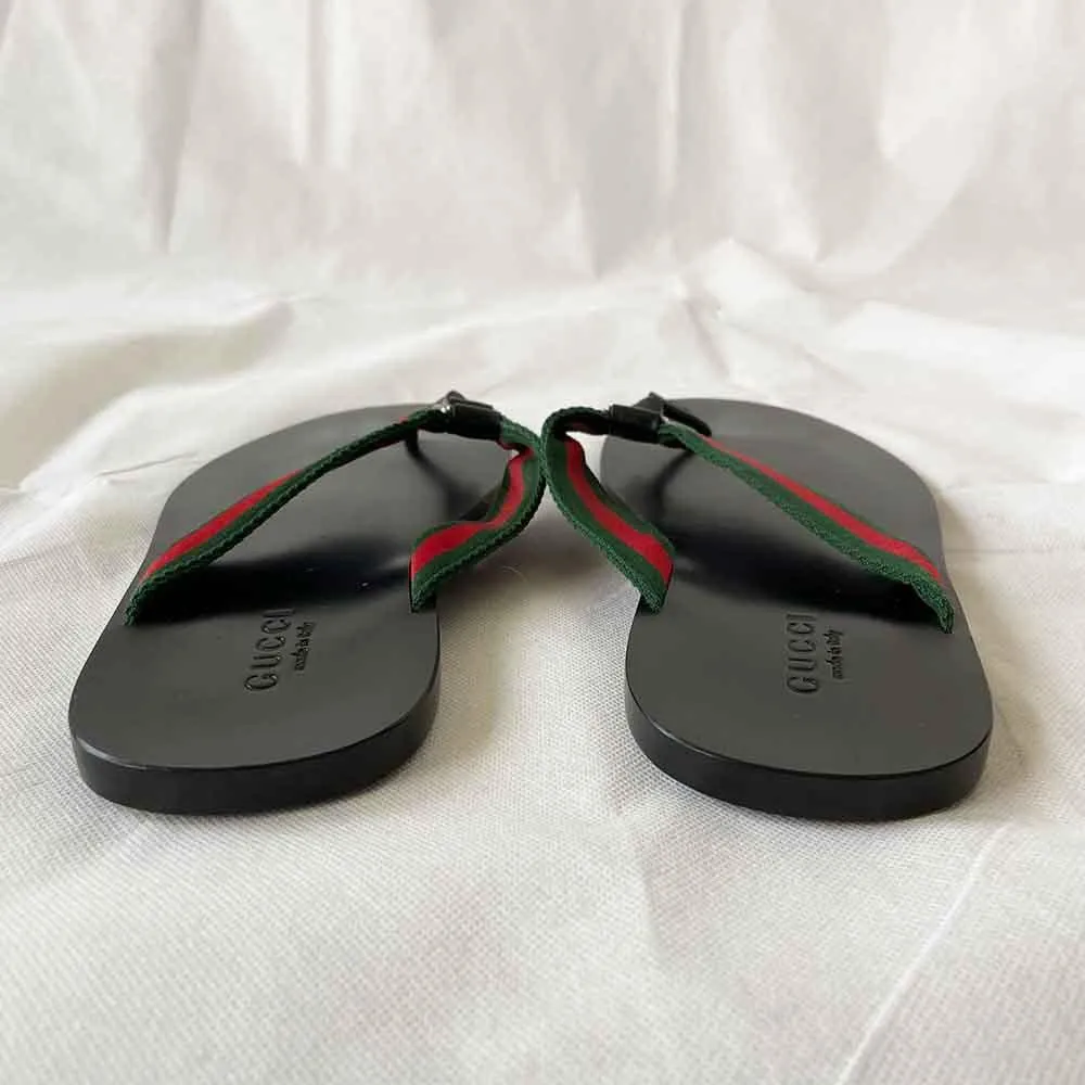 Gucci Web-print flip-flops, Size 10.5 (Men)