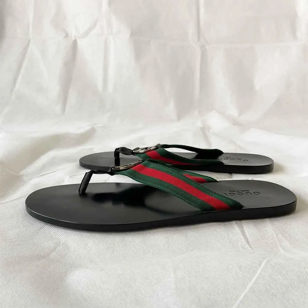 Gucci Web-print flip-flops, Size 10.5 (Men)