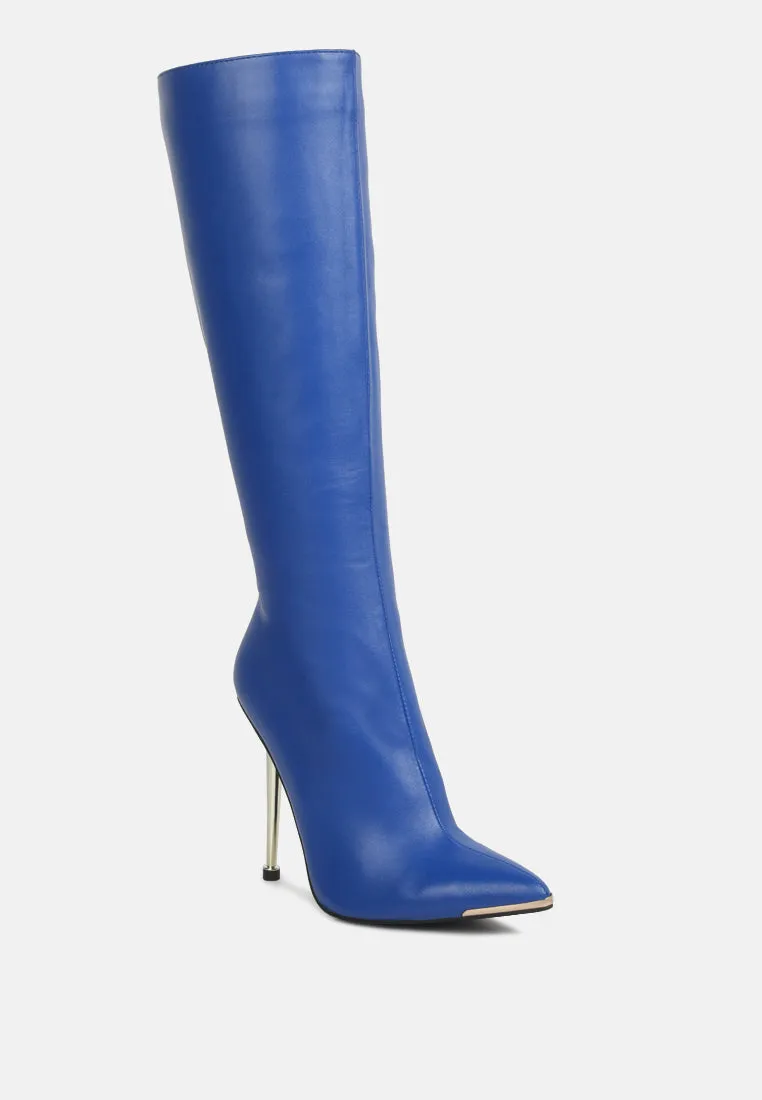 hale faux leather pointed heel calf boots