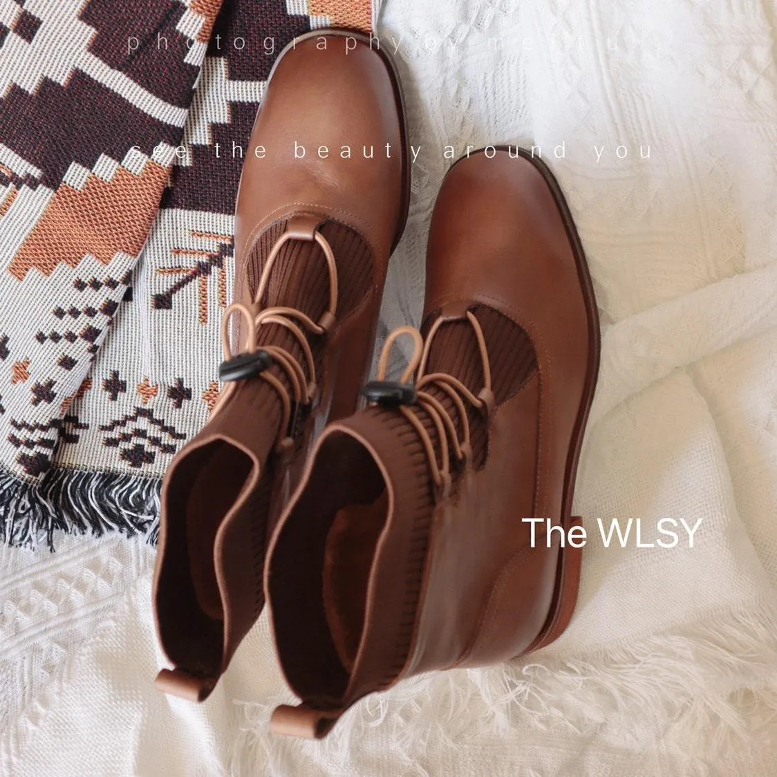 Handcrafted Women Genuine Leather Boots Ankle Square Heels Brown Punk Goth Lace Up Handmade Round Toe Big Size 5 AU/36 EU Shoes Woman