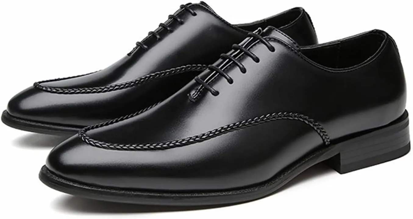 HASMI Business Formal Leather Shoes Men's Retro British Style Office Shoes Gentleman Oxford Derby Shoes