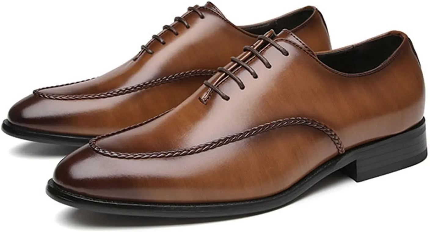 HASMI Business Formal Leather Shoes Men's Retro British Style Office Shoes Gentleman Oxford Derby Shoes