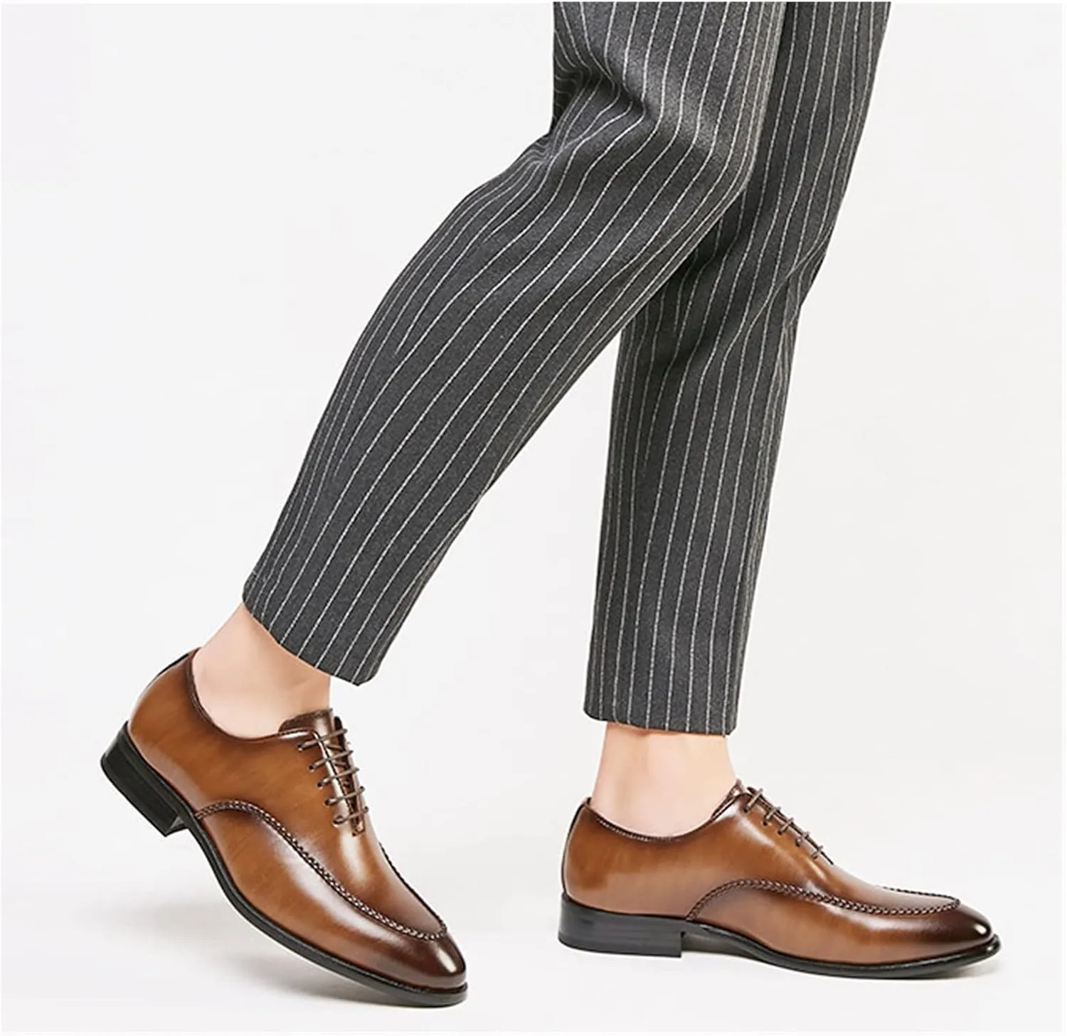 HASMI Business Formal Leather Shoes Men's Retro British Style Office Shoes Gentleman Oxford Derby Shoes