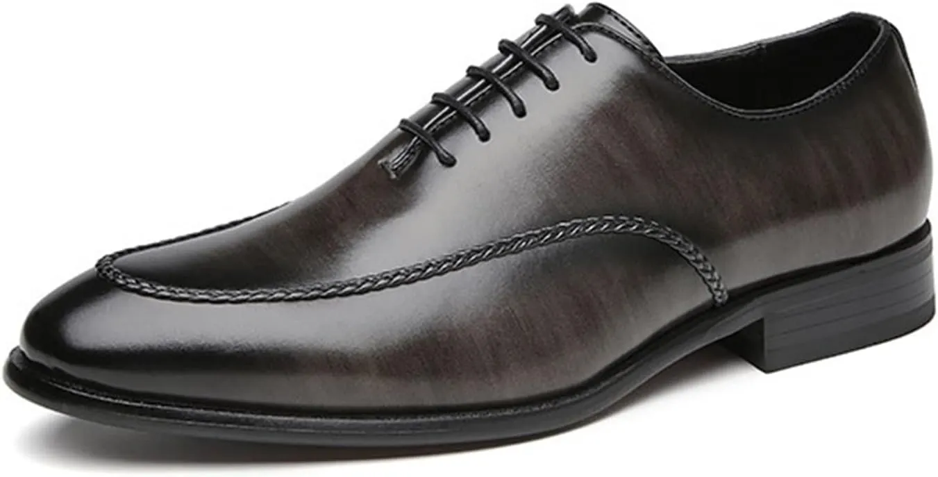 HASMI Business Formal Leather Shoes Men's Retro British Style Office Shoes Gentleman Oxford Derby Shoes