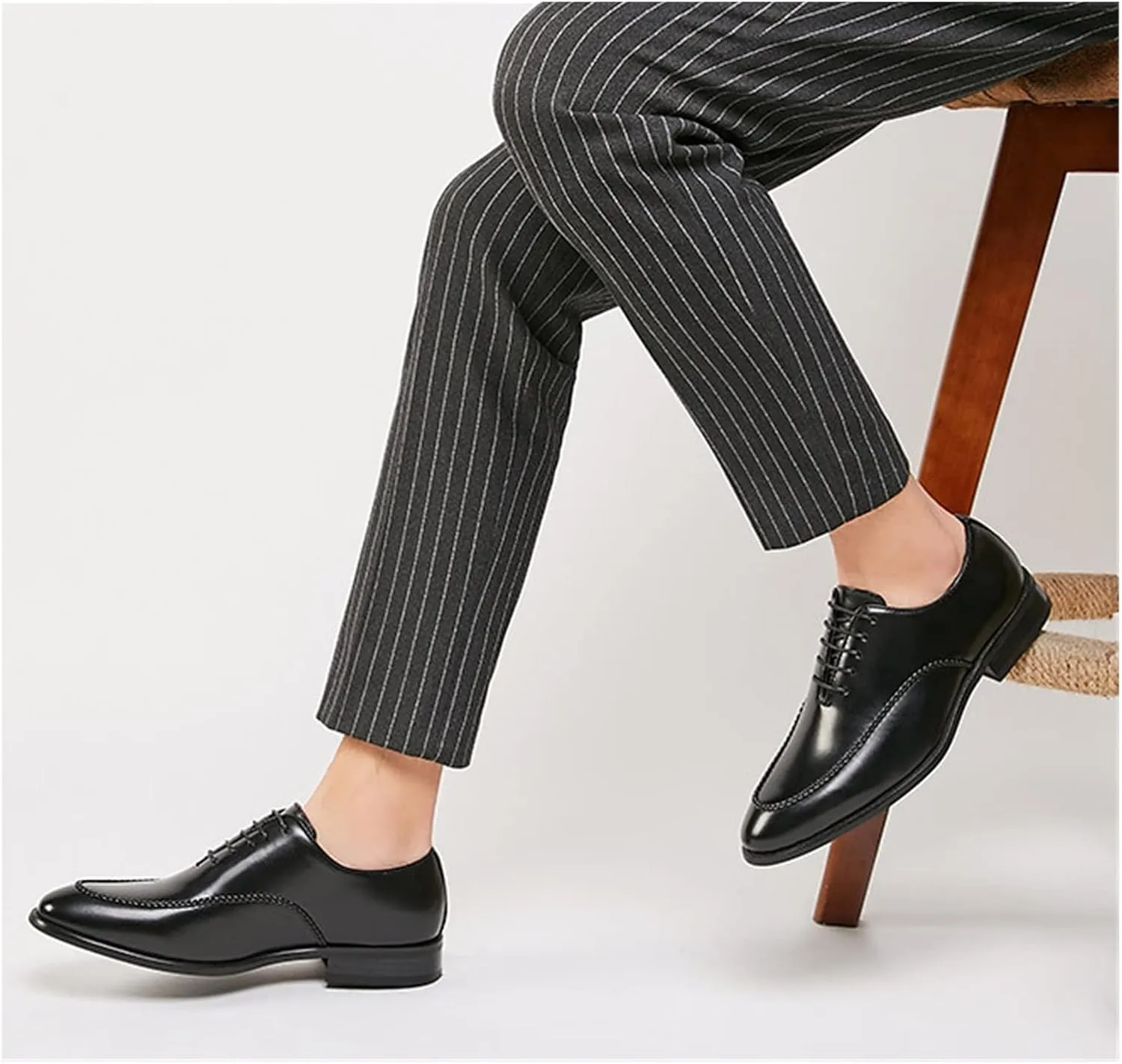 HASMI Business Formal Leather Shoes Men's Retro British Style Office Shoes Gentleman Oxford Derby Shoes
