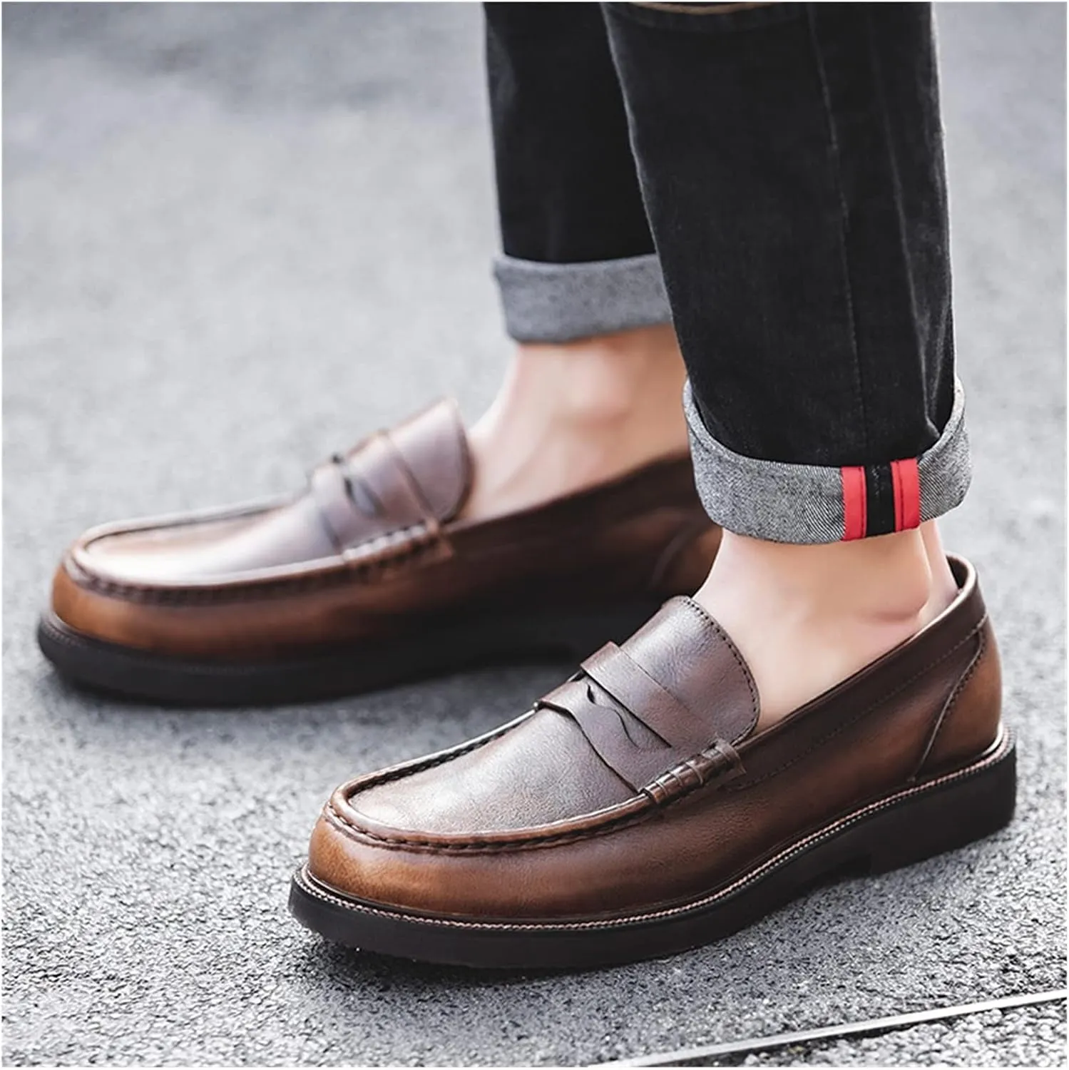 HASMI Men's Business Formal Leather Shoes British Style Brogue Carved Men's Shoes Breathable Wedding Derby Shoes