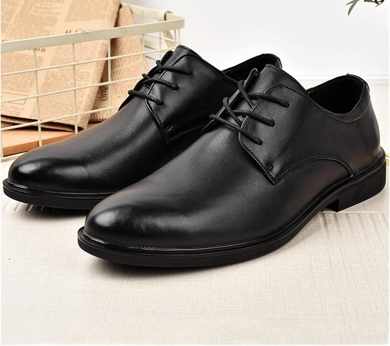 HASMI Men's Casual Formal Leather Shoes Derby Toe Layer Leather Business Shoes Cross-Border Large Size Business Shoes