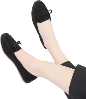 Hbeylia Women'S Slip On Loafers Fashion Casual Soft Suede Anti Slip Slip On Flats Bowknot Low Top Walking Shoes Ballet Flats Dress Work Shoes For Women Ladies Girls Beach Travel Vacation