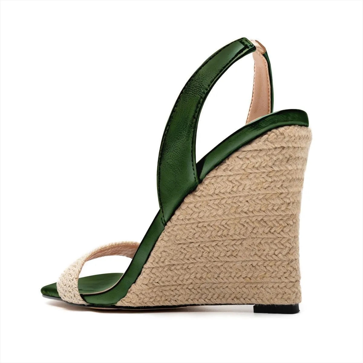 heelchic Wedge Sandals for Women, Metallic Gold Espadrilles for Women Dressy Strappy Heels, Open Toe Comfortable Slip On Slingback Sandals